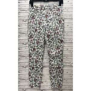 L'agence Margot High Rise Skinny Jeans Pants in Hand Drawn Floral Print Size 25